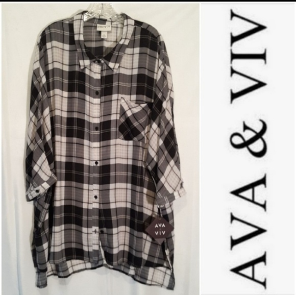 Ava & Viv Tops - NWT Ava & Viv Dolman Plaid Buttondown Top